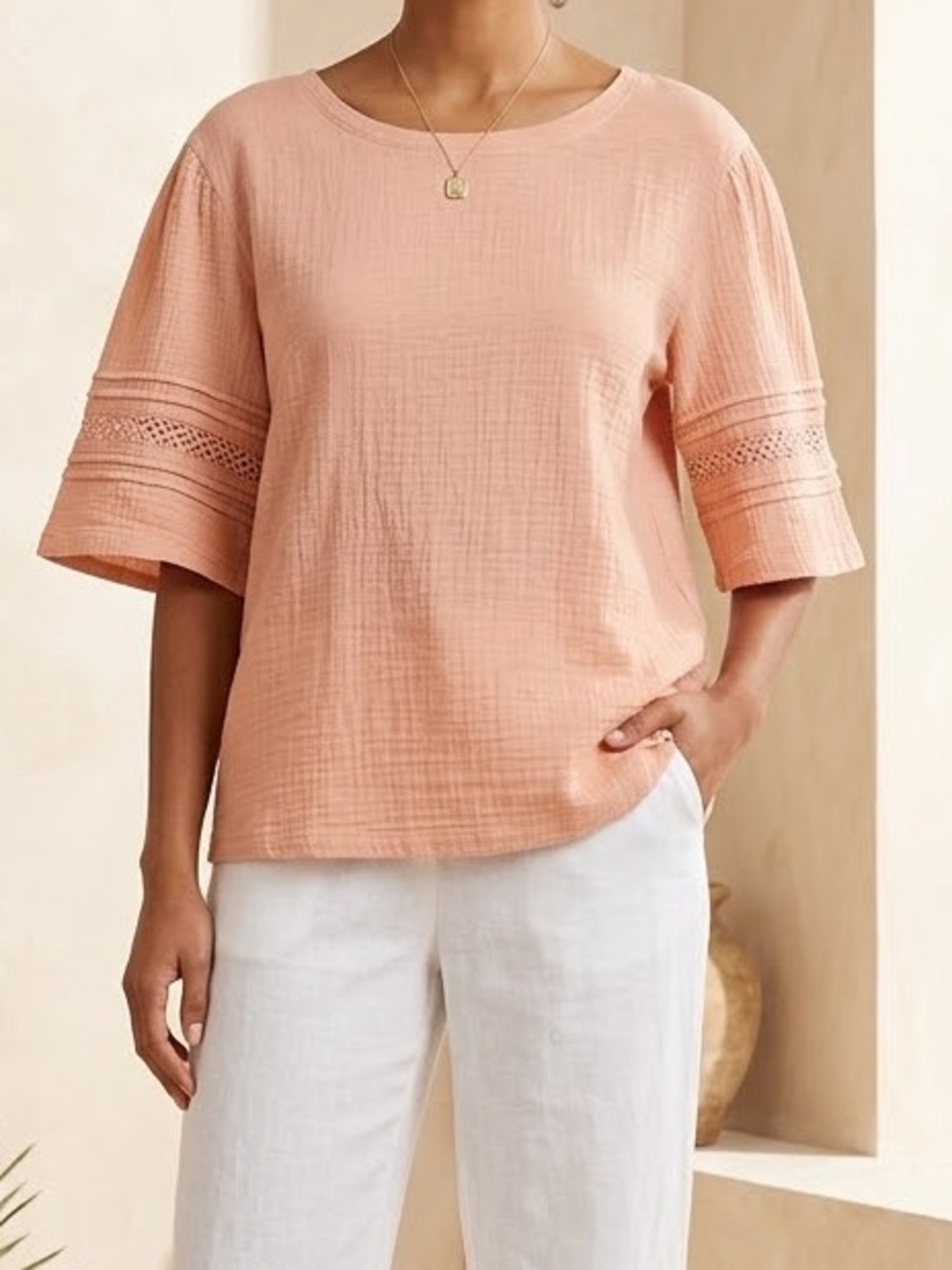 Design History Crochet Trim Top